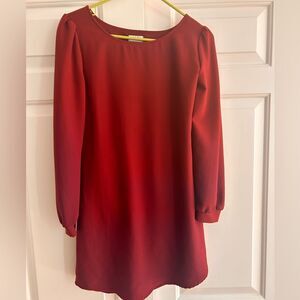 Tobi Maroon Long Sleeve Mini Dress